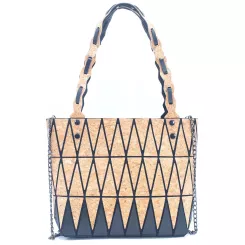 Mała  torebka  korkowa w geometryczne wzory