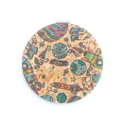 Okrągłe lusterko ze wzorem korkowym