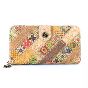 Portfel korkowy z nadrukiem i przeszyciami patchworkowymi - NOWOŚĆ !!!