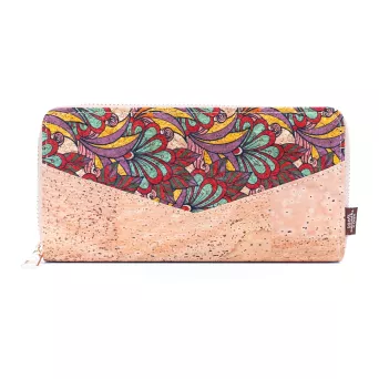 Korkowy portfel damski w kwiaty