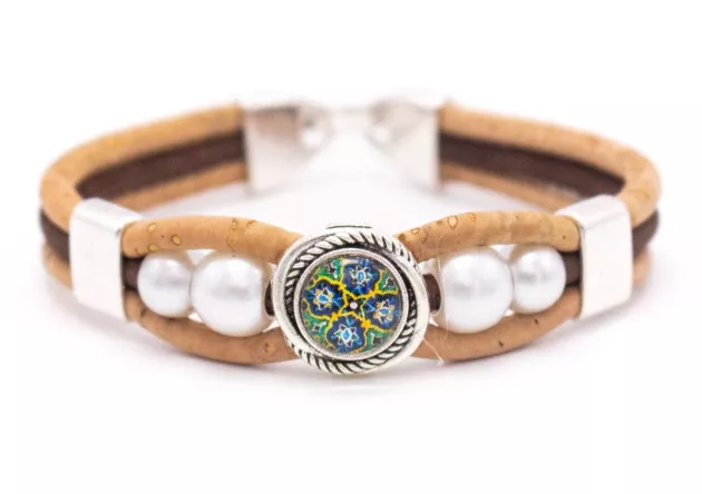 Bransoletka korkowa z koralikami