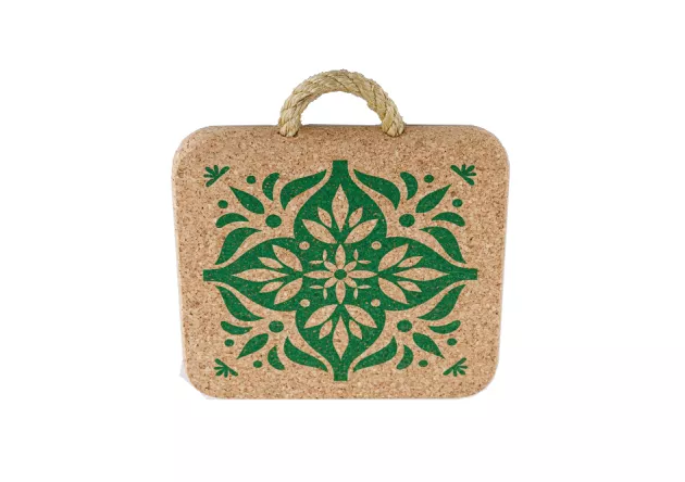 Podkładka korkowa pod gorące naczynia Kwadrat z nadrukiem zielona