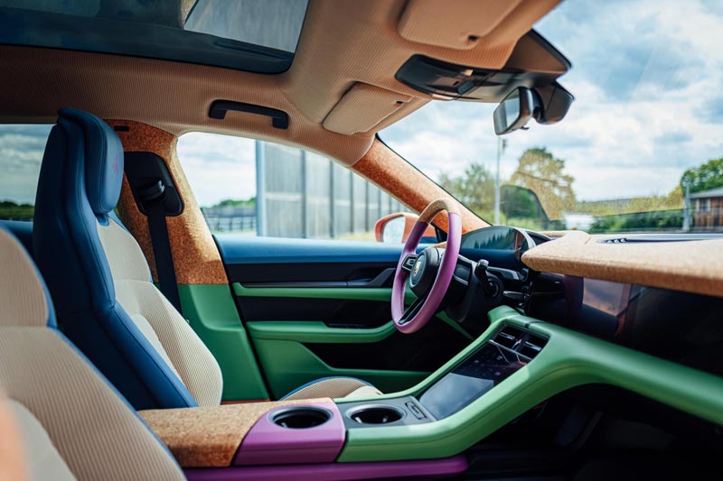 wykończenie korkowe wnętrza w Porsche